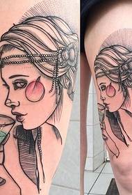 Vrouwelijke been schets wind tattoo foto