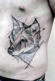 isitayela sokubopha ubambo isitayela esimnyama se-tattoo yeWolf ekhanda