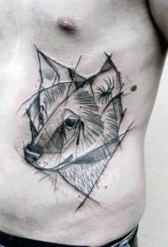 alboko saiheskia estiloko Wolf beltza tatuaje eredua