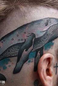 头部鲸鱼纹身图案