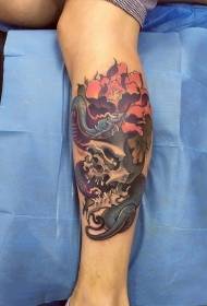 Kallef Peony Blummen Python gemoolt Tattoo Muster