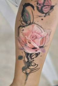 becerro acuarela rosa personalidad tatuaje patrón