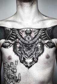 Modello di tatuaggio di tatuu di pettu stile di misteru di quistione di pettu
