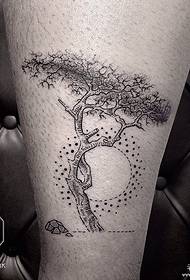 calf point line tree tattoo tattoo pattern