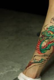 blauzdos mėlynas drakonas dažytos tatuiruotės modelį