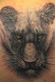 pola tato kepala macan tutul hitam surealis
