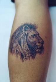 earm Swart Griis Lion Head Side Face Tattoo Patroon