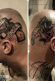 fej pisztoly rózsa tetoválás minta