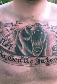 patró de tatuatge d'ós rugent del pit