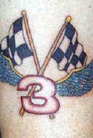 Beenkleur Racing Fan Tattoo Patroon