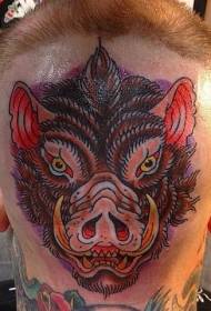 глава старе школе у боји тетоважа дивље свиње узорак