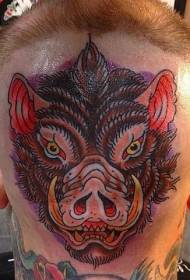 modello tatuaggio testa di cinghiale vecchia scuola di colore