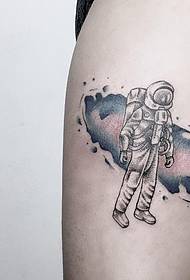 blauzdos kosmonauto purslų rašalo žvaigždės tatuiruotės modelis