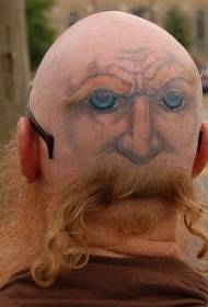 galvos žmogaus veidas su mėlyna Spalvotas akių tatuiruotės modelis