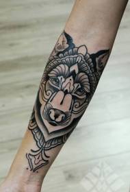 Arm Black Wolf Head Tattoo- ის ნიმუში