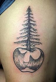 maglia di punti di spina linea di manzana tatuaggio di albero