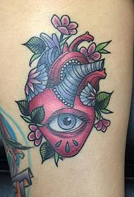 Schenkel Schule Herz Auge Blume Tattoo Muster