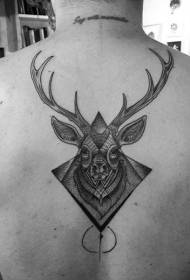 motif de tatouage décoratif tête de cerf noir style de gravure