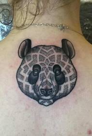 zurück schwarzer Punkt gestochen Stammes-Panda Kopf Tattoo-Muster