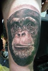 Realistic Chimpanzee Head Thigh Tattoo Pattern