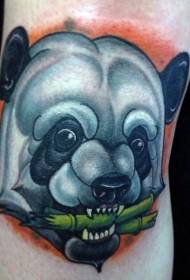 kojos aprašymas stiliaus spalva panda galva bambuko tatuiruotės modelis