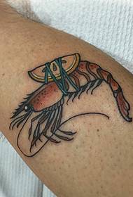 disegno del tatuaggio gamberetti limone dipinto vitello