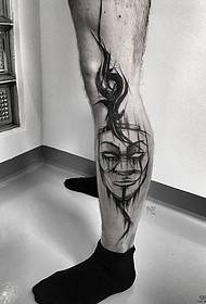 Patrón de tatuaje de máscara de estilo de pluma de pintura