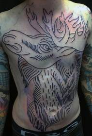 borst eenvoudige zelfgemaakte zwarte lijn elanden hoofd tattoo patroon