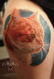 현실적인 스타일 컬러 고양이 머리 문신 패턴