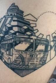 Pueri crura super currus et aedificia Building tattoos Threicae in imaginibus