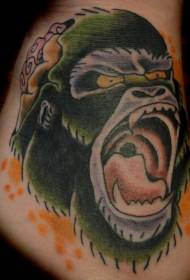 mudellu di tatuaggi di culore di gorilla di culore brillanti