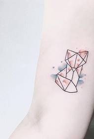 coscia geometria semplice volpe picculu modellu di tatuaggi di linea fresca