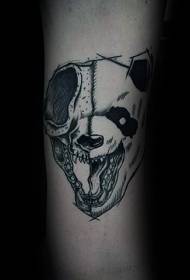 zli panda uzorak tetovaže glave i lubanje