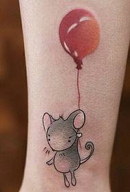 modello del tatuaggio della gamba della personalità del pallone di tirata del topo