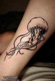 modello di tatuaggio di meduse nere di personalità della gamba