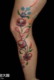 leg flower tattoo pattern