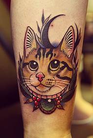 model de colorat de tatuaje de pisici cu ochi mari la vițel