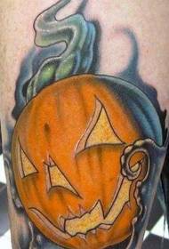 Padrão de tatuagem de abóbora de Halloween de perna