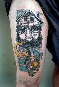 Leg Mystery Man Tattoo Patroon