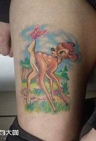 leg cute fresh deer butterfly cartoon tattoo pattern