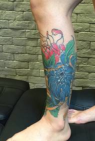 perna tatuaje de flores de perna vitalidade xuvenil