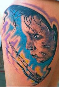 Leg Color Edward Scissor Hand Tattoo Pattern