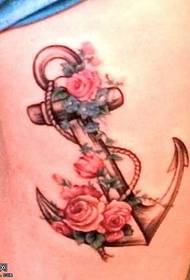 disegno del tatuaggio dell'ancora rosa gamba