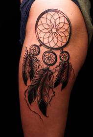 Leg Dream Catcher Tattoo Pattern 36607 - Oud stadshuis tattoo-patroon van de beenkleur