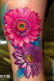 perna patrón de tatuaxe de flores