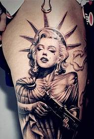 Coxa fora Europeu e americano feminino retrato feminino tatuagem padrão