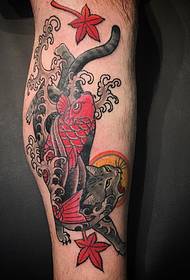 becerro pintado tatuaje gato calamar tatuaje patrón