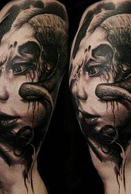 Creepy Woman Tattoo Pattern