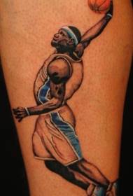 Modello di tatuaggio del giocatore di basket spalla colore gamba