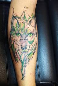 modello di tatuaggio cucciolo incompiuto fuori dalla gamba